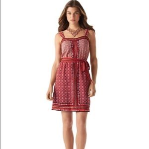 WHBM Labyrinth Red & Black Print Chemise Dress